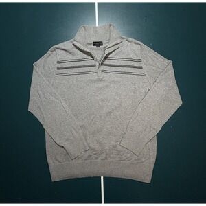Banana Republic Sweater 1/4‎ Zip Mens Large Long Sleeve Pullover Mock Neck Gray